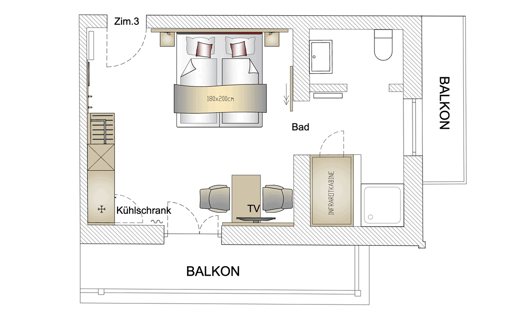 Gemütliches Gästezimmer mit Balkon, Bad und TV in Reit im Winkl. Perfekt für einen erholsamen Aufent.